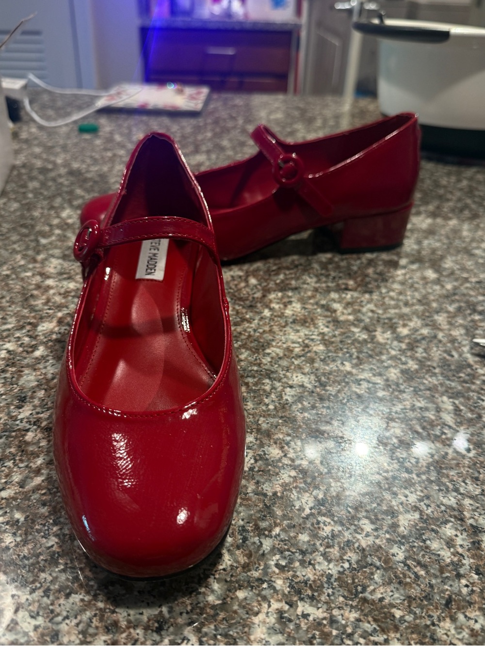 Steve Madden Red Patent Mary Jane Block Heels